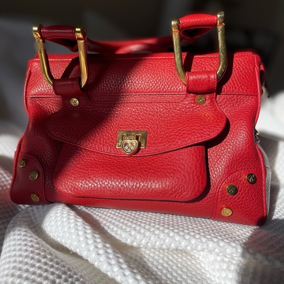 Chopard Red Satchel with Gold Accents NWOT - Picture 2 of 15